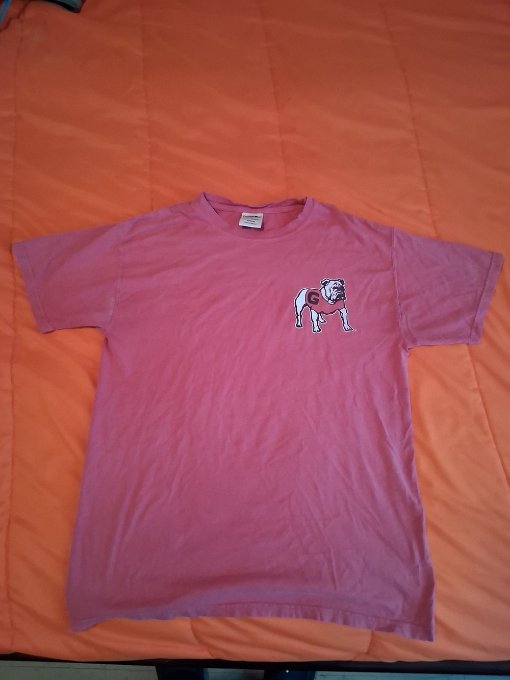 Vintage University Of Georgia Bullbogs Coral Comfort Wash T-Shirt - Picture 6 of 6